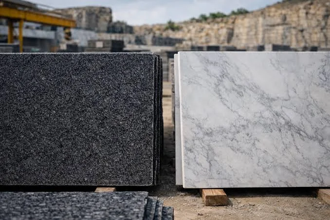 Close-up of polished black granite surface showing premium material quality